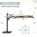 EROMMY 10 x 10 Outdoor Square Offset Umbrella with Sturdy Frame - Beige-Erommy